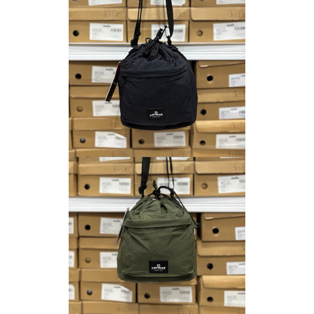 TAS AIRWALK ELF SLING BAG BLACK AND OLIVE SHOULDER BAG AIWSB250801 TAS SELEMPANG TAS BAHU SLING BAG 