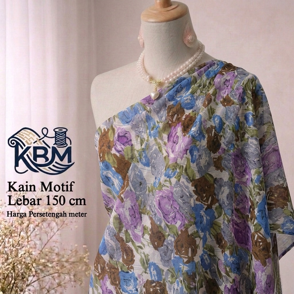 Kain Sifon Sutra Premium Motif Bunga - kain bahan motif bunga - kain sifon motif - kain ceruty motif