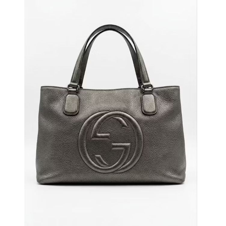 Tas Wanita Gucci tote soho metalic leather