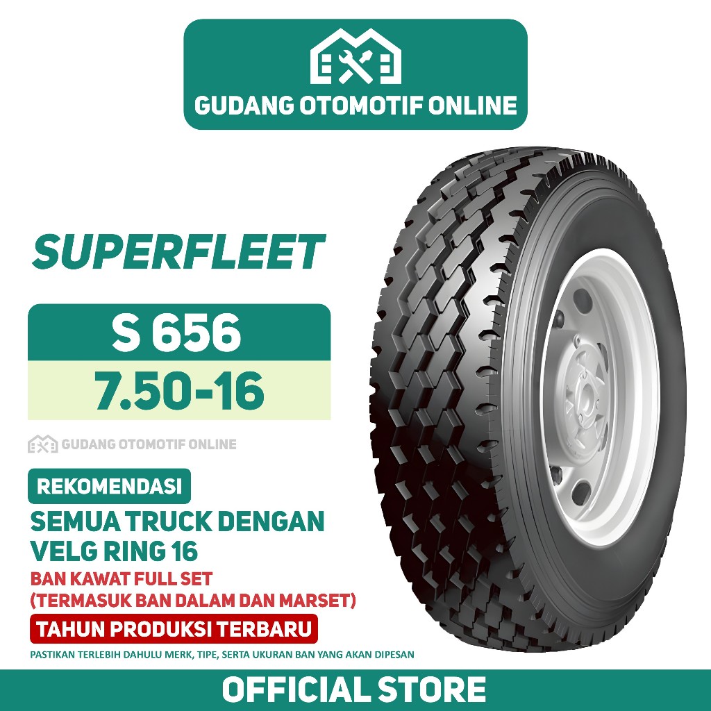 Ban Truk Superfleet S656 750 R16 16 Truck Colt Diesel Canter Ragasa 7.50 R16 Garansi Sailun