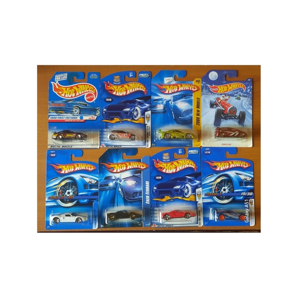 Hotwheels Enzo ferrari red first edition, Enzo ferrari black, Nissan Z first edition, Honda civic fi