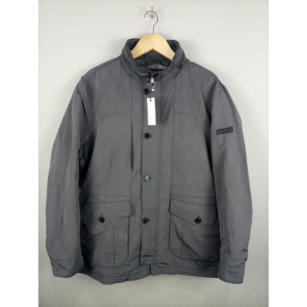 Jaket Beanpole Original Parka Kasual Hidden Hodie Waterproof_Abu-Abu_Size Masuk XL