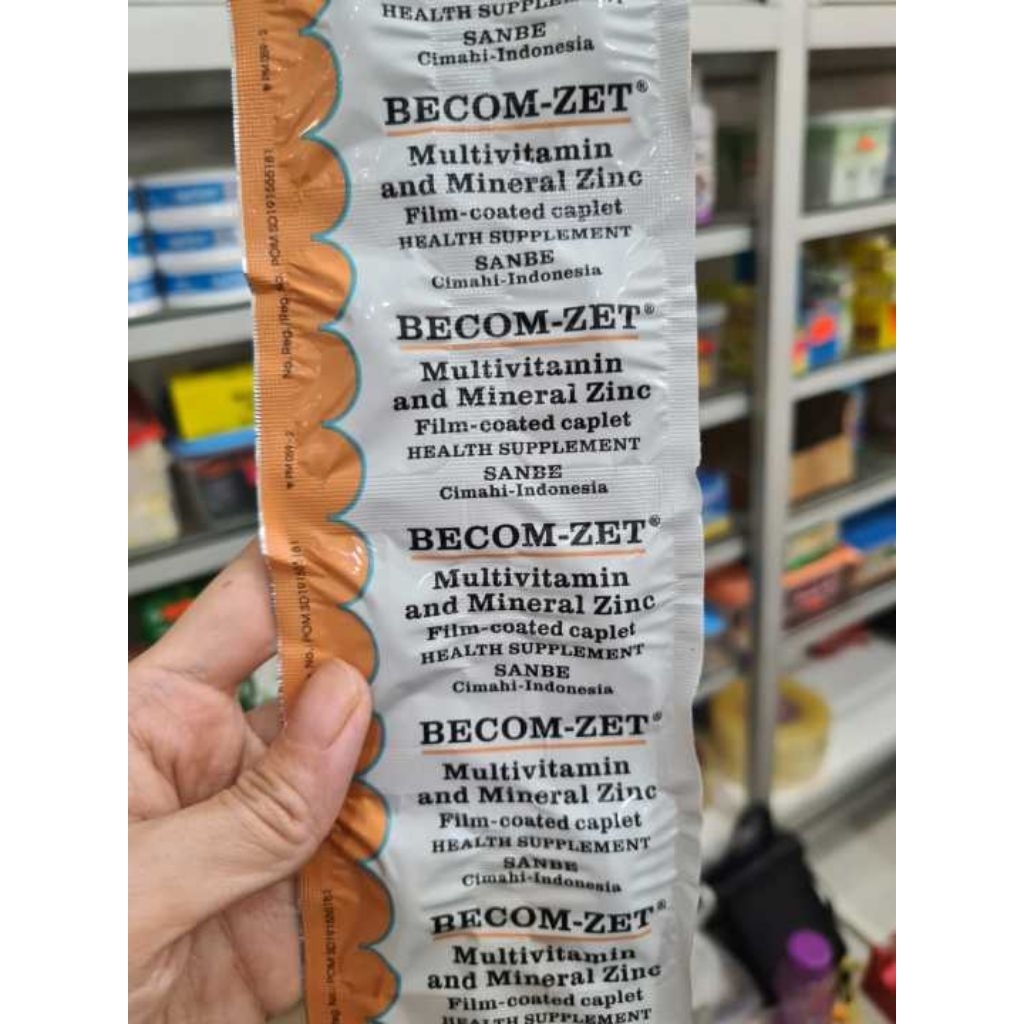 Multivitamin Becom-Zet 1 Strip 10 Kaplet - Suplemen Vitamin B, C, E, dan Zinc