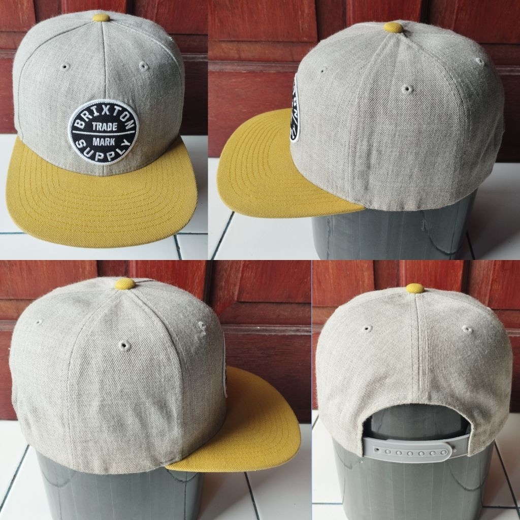 Topi snapback BRIXTON vintage abu cokelat coksu second preloved