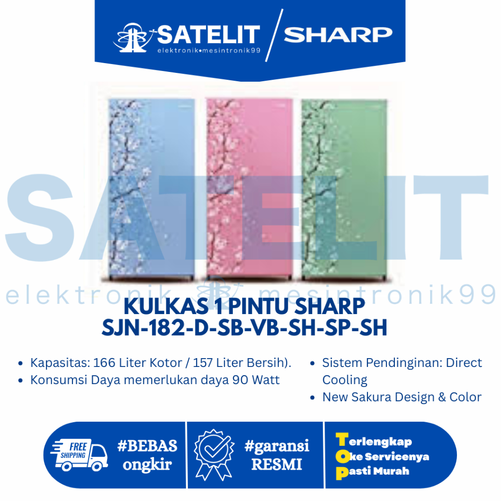 KULKAS 1 PINTU SHARP SJN-182-D-SB-VB-SH-SP-SH