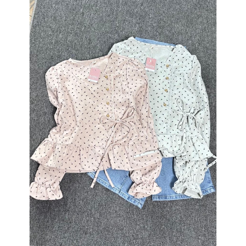 Blouse Wanita Ruffle Polkadot
