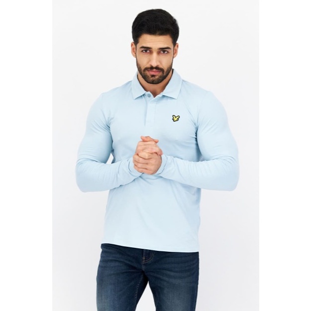 Lyle & Scott Concealed Button Long Sleeve Polo Shirt Original