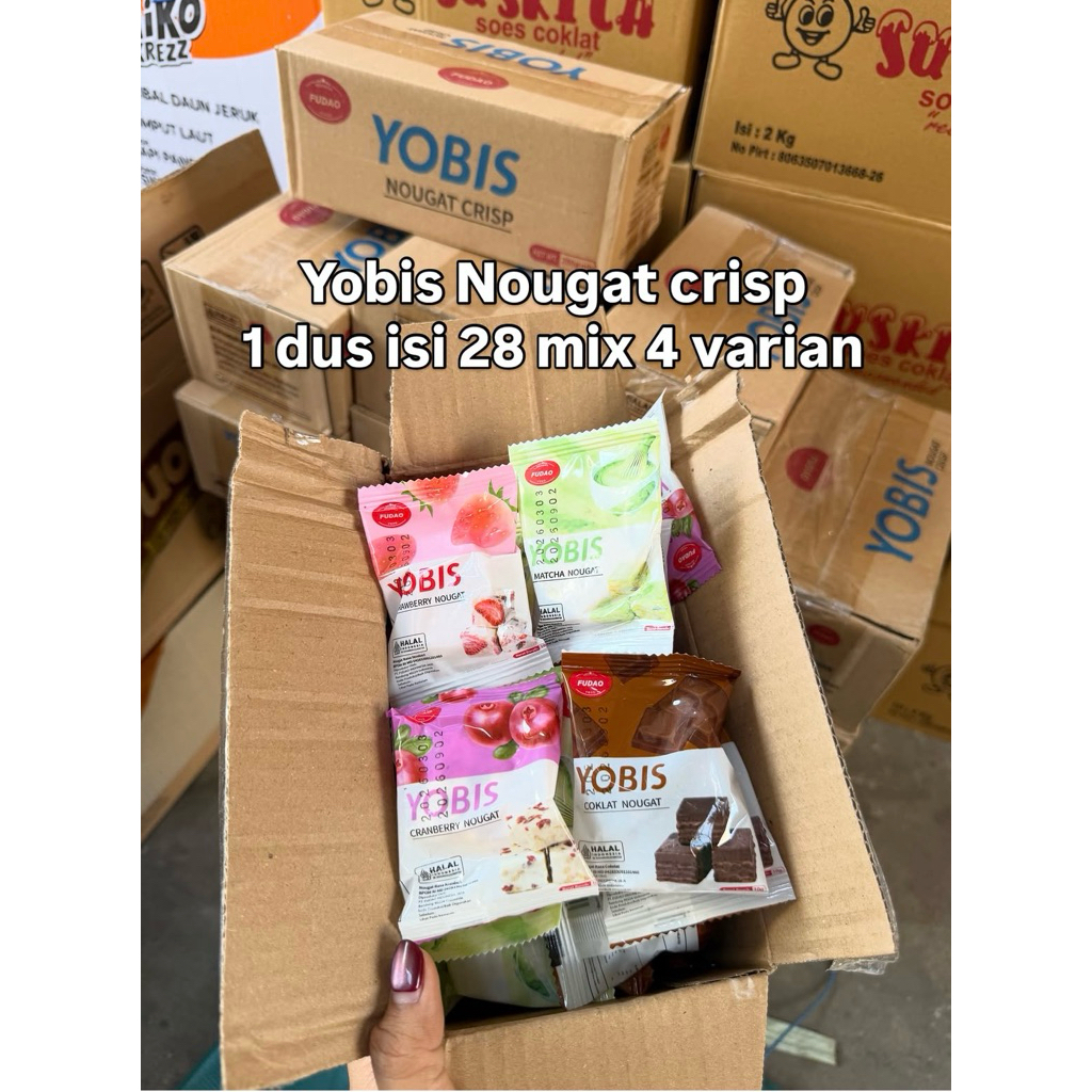 YOBIS NOUGAT 1 dus isi 28 mix 4 varian / camilan renyah lembut