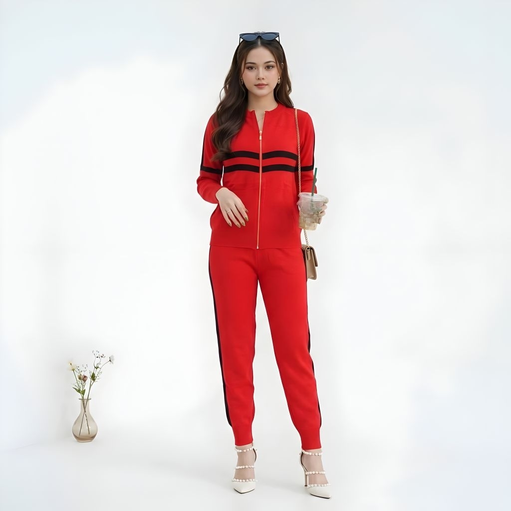 Set Jacket Adora Setelan Training Wanita Modis Bahan Adem & Fleksibel Baju Setelan Olahraga Senam Ms