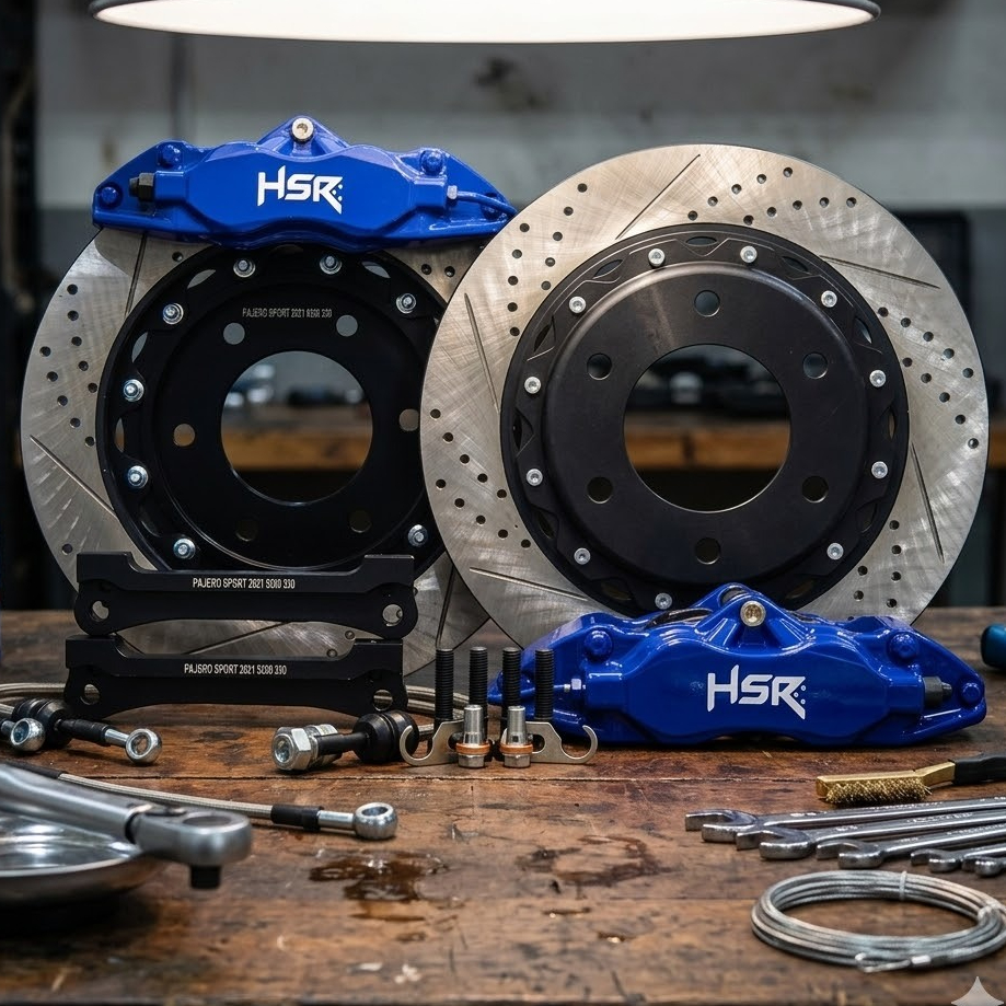 BBK BLUE HSR 4 PISTON MZ9200 FRONT 330X28 DRILLED SLOTTED TOYOTA FORTUNER BBK HSR