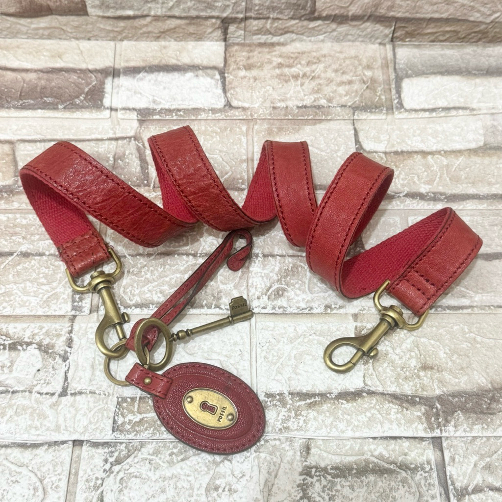 T04# NET-Preloved Fossil Talpan Strap dan Keyfob Ginger Red
