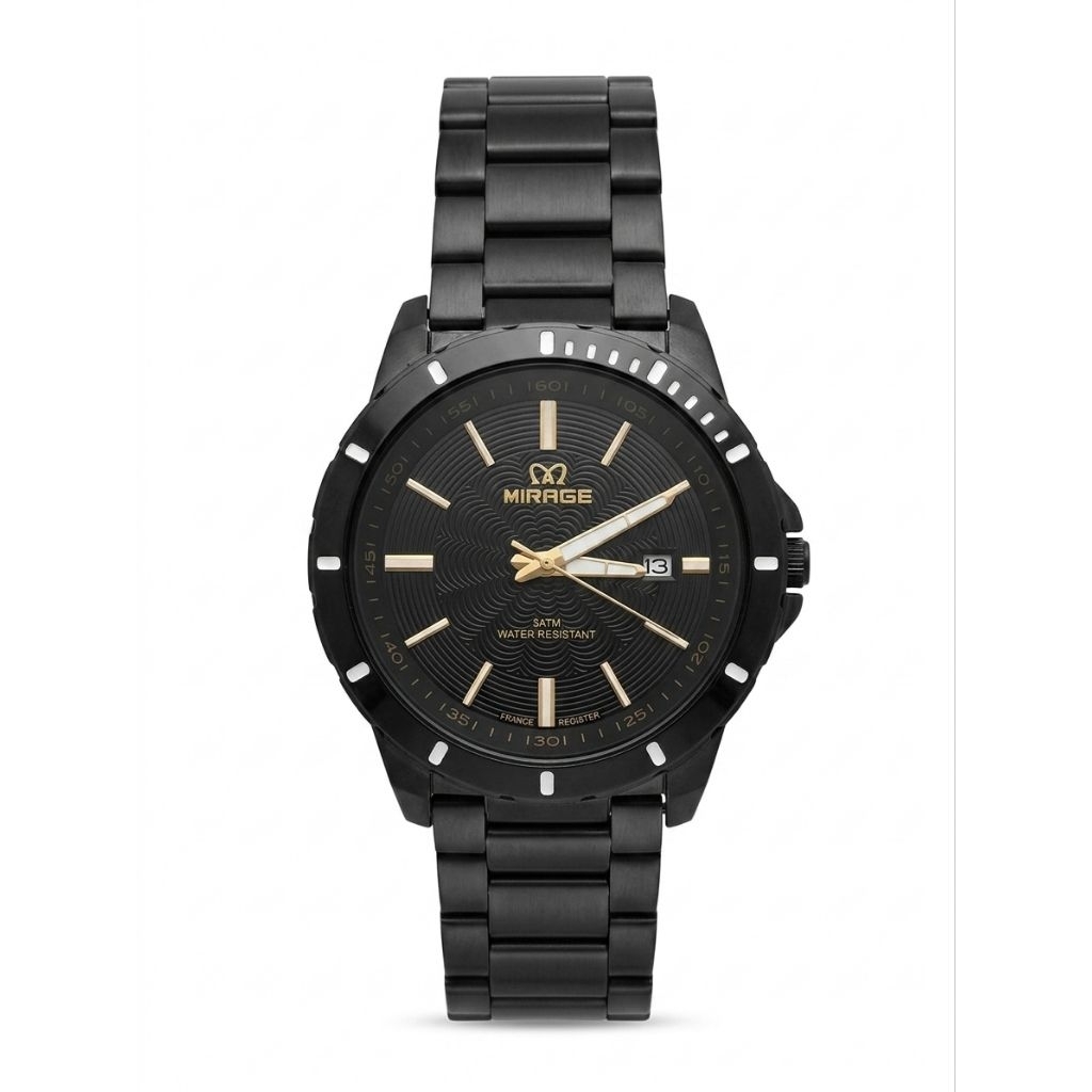 Jam Tangan Mirage 8911 Rantai Full Hitam Cowok