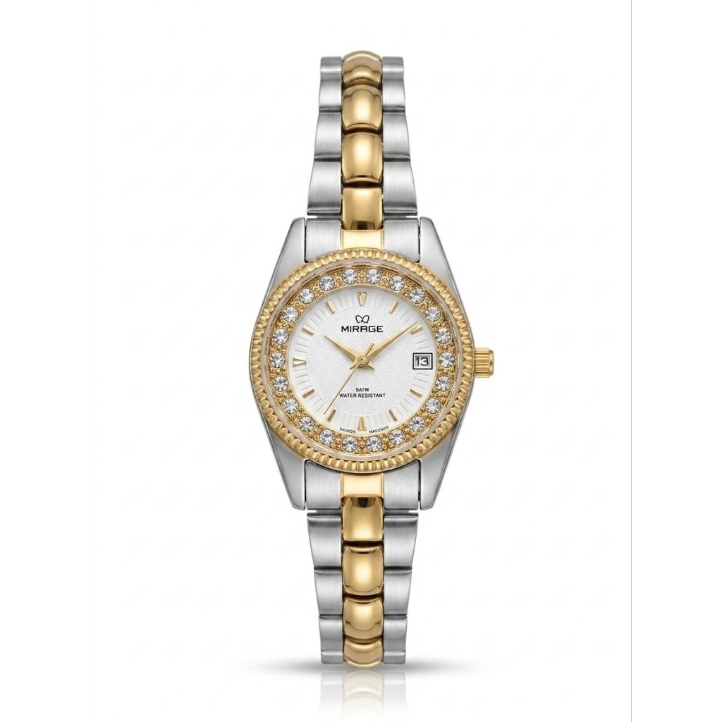 Jam Tangan Mirage 1580 Rantai Kombinasi Gold Wanita