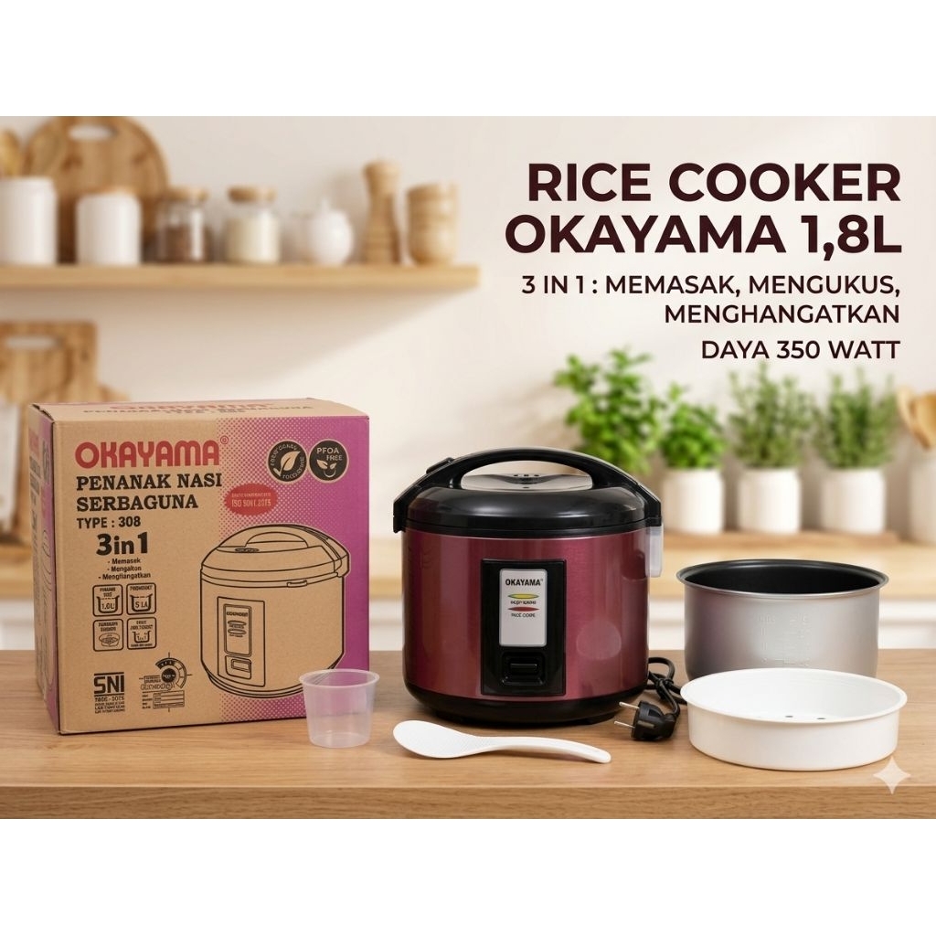 [COD] OKAYAMA/VITARA RICE COOKER MAGIC COM PENANAK NASI SERBAGUNA 1,8 LITER
