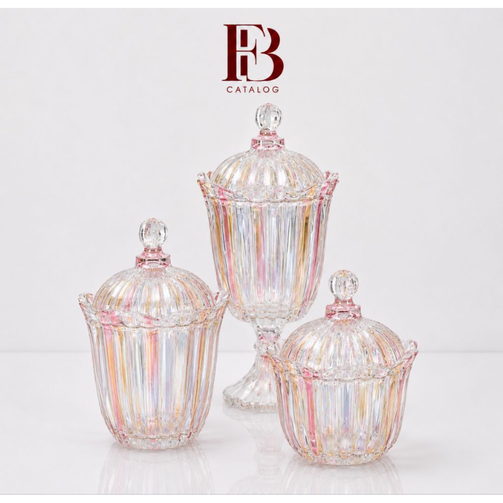 Toples Kristal SOGA Keramik Merah kuning Tertutup Kaca Mewah Import Dekorasi Rumah