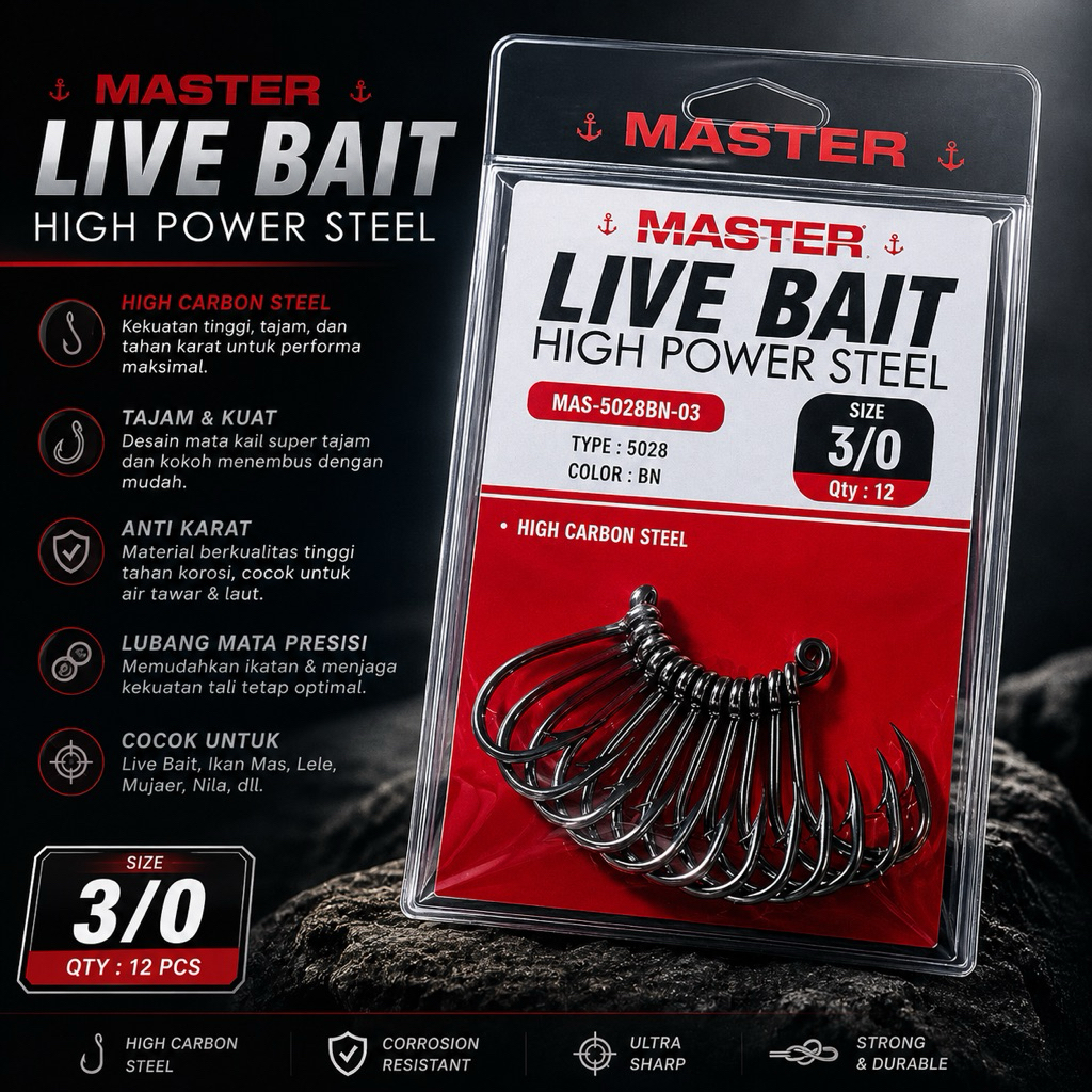 Kail Pancing Laut Live Bait Master High Carbon Steel