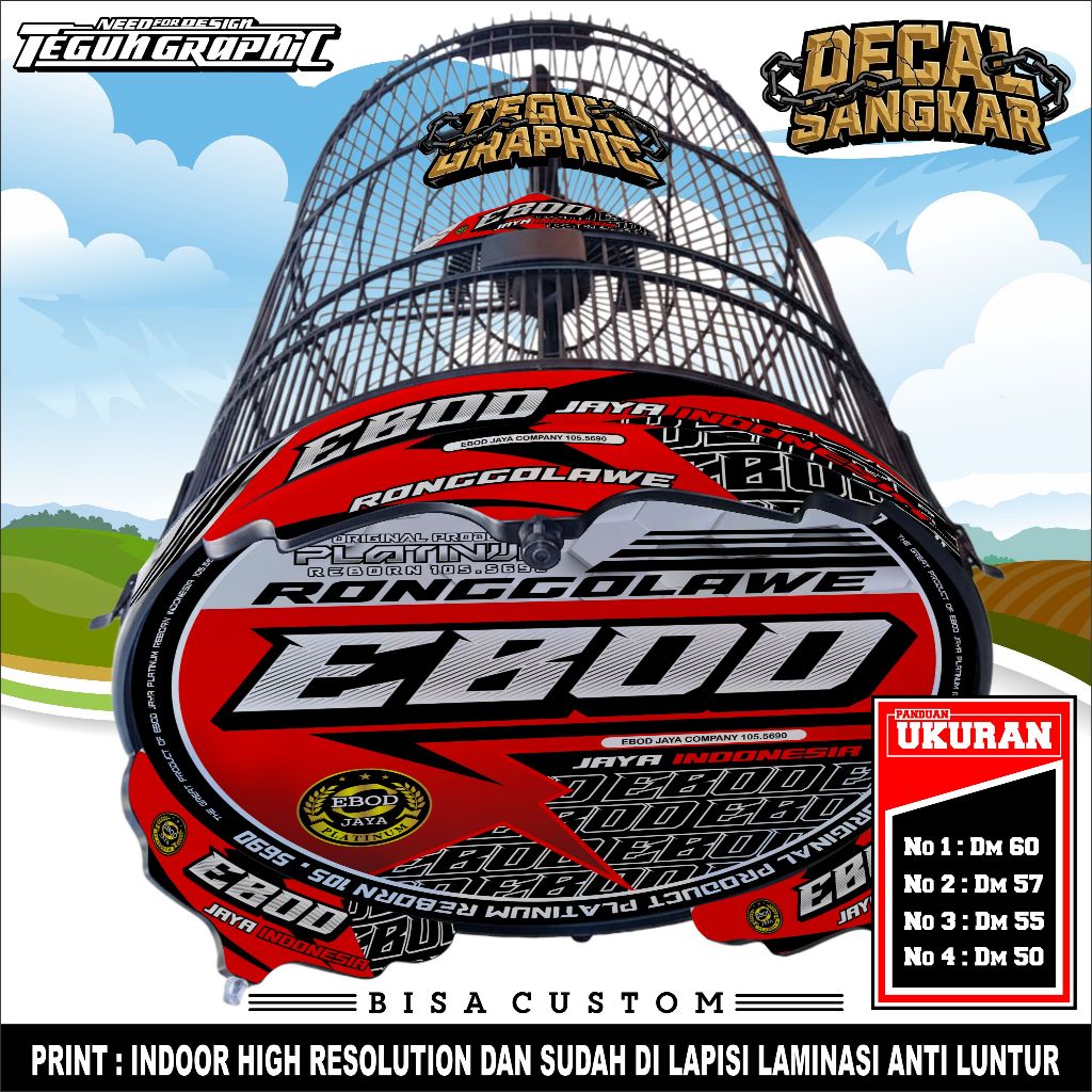 Stiker Tebok Murai Motif Racing Ebod Ronggolawe