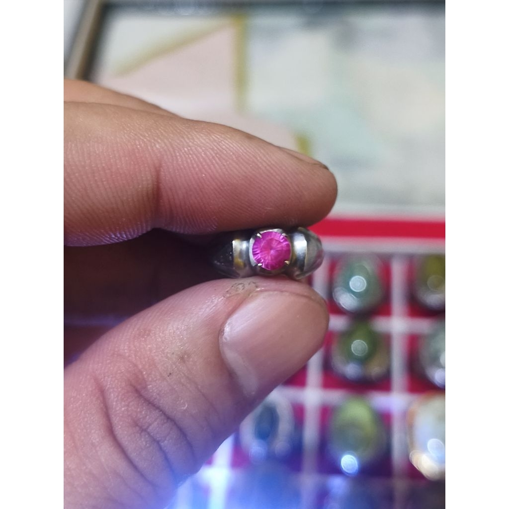 Cincin Batu Akik Ruby Merah Jambu