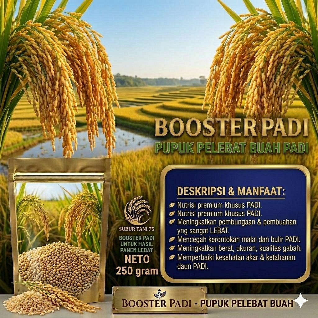 pupuk pelebat buah padi boster padi netto 250 gram nutrisi tanaman merangsang pembuahan panen unggul
