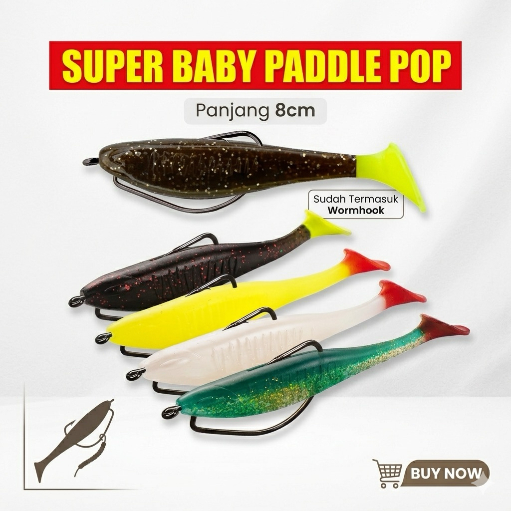 SEASHIP Softlure Paddle Pop Zman 8cm Johncoo Bukan Ozmy Super Baby Silencer Umpan Pancing Ikan Panci
