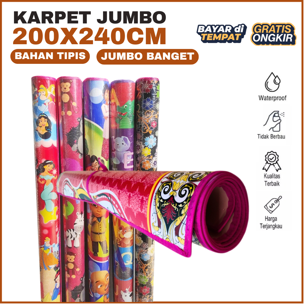 EVA Karpet Lantai Jumbo 200x240cm Tikar Spon Motif tahan Air Waterproof Tiker Besar