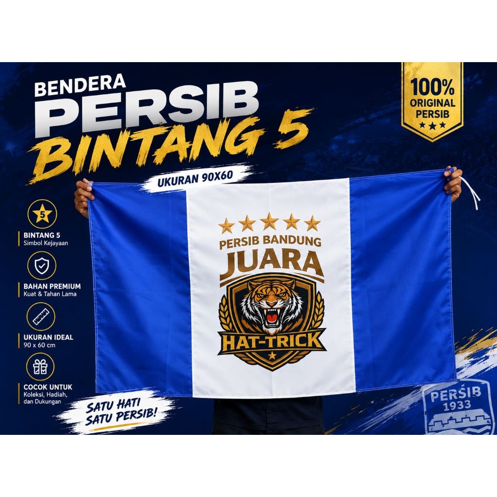 BENDERA PERSIB 90X60 SABLON PEINTING PERSIB FLAG