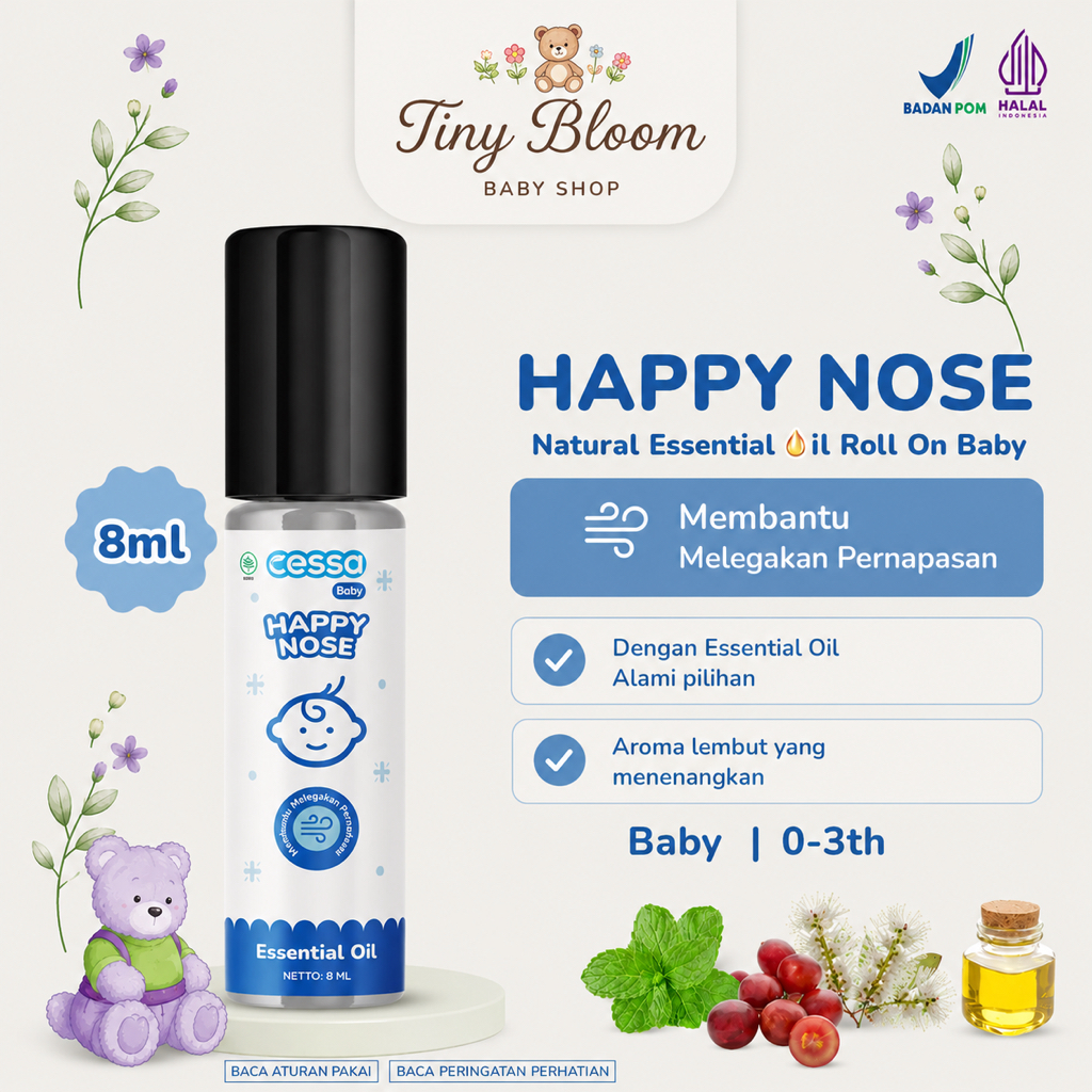 Cessa Baby Happy Nose Roll On 8ml - Essential Oil Bayi Melegakan Pernapasan, Bantu Redakan Hidung Te
