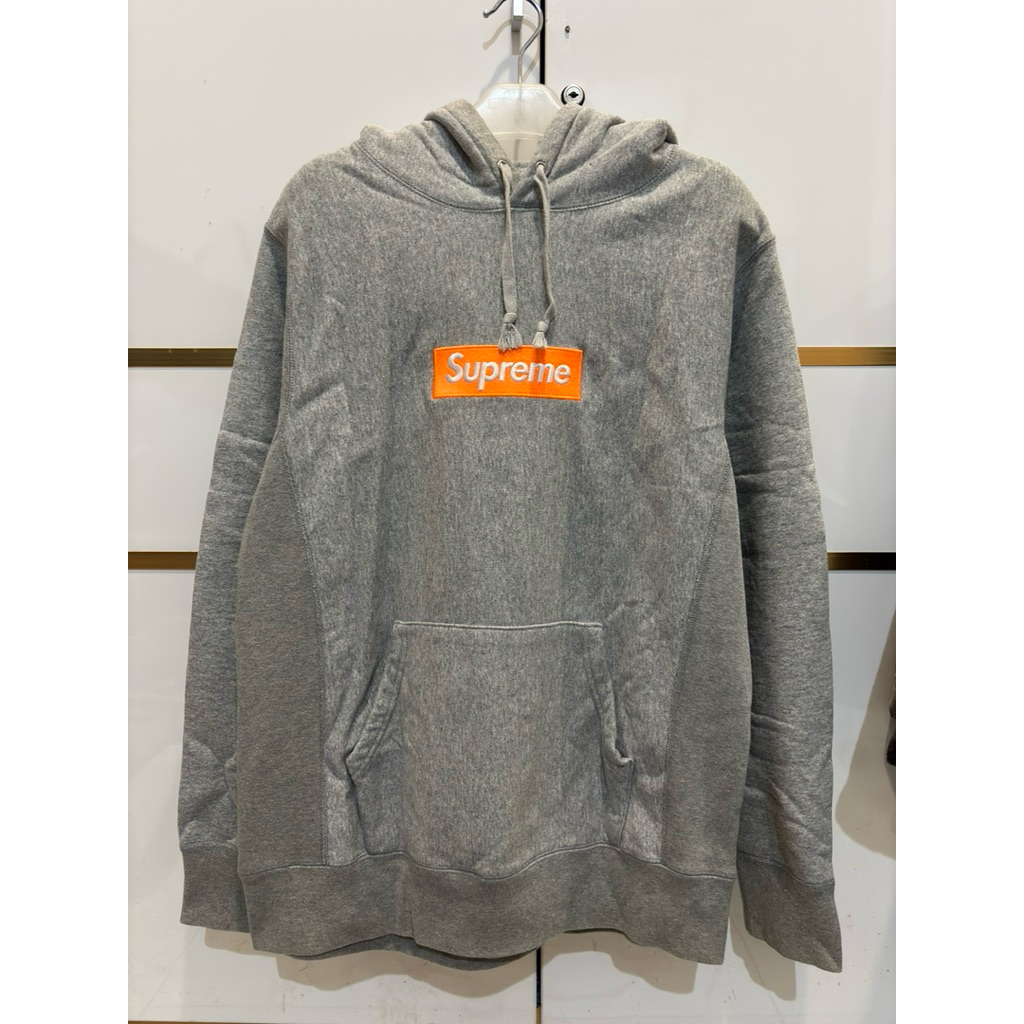 Jaket hoodie Supreme logo box grey