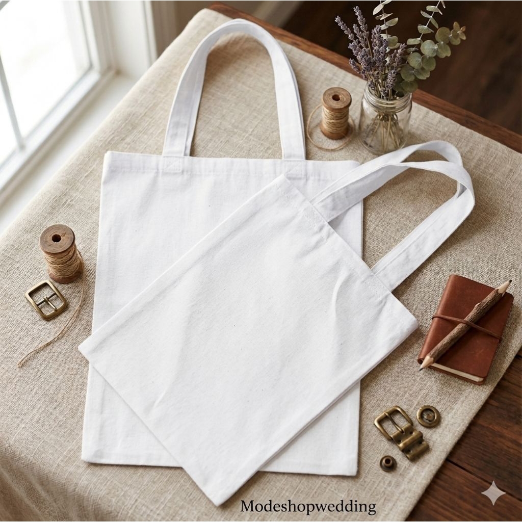 TOTE BAG BLACU POLOS TAS POLOS KANVAS PUTIH TAS ECOPRINT CALICO TERMURAH