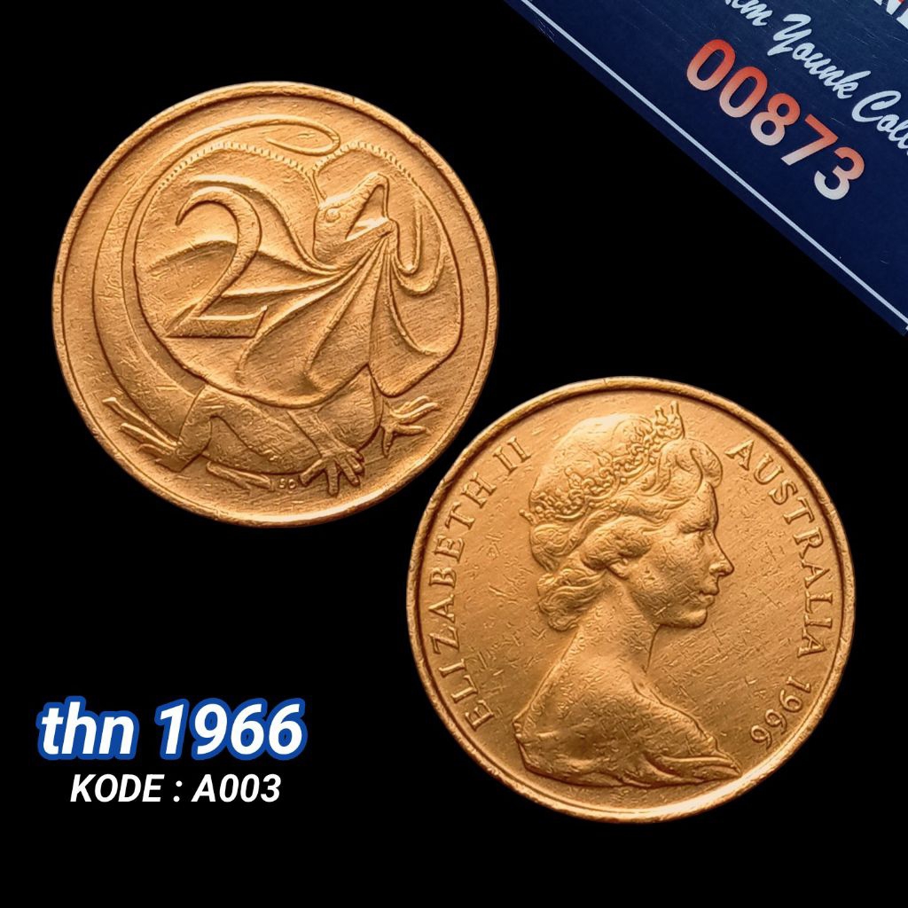 UKA066Coin 2 Cent (Australia) Elizabeth II Thn 1966 Detail Bagus Sesuai Difoto Kode:A003