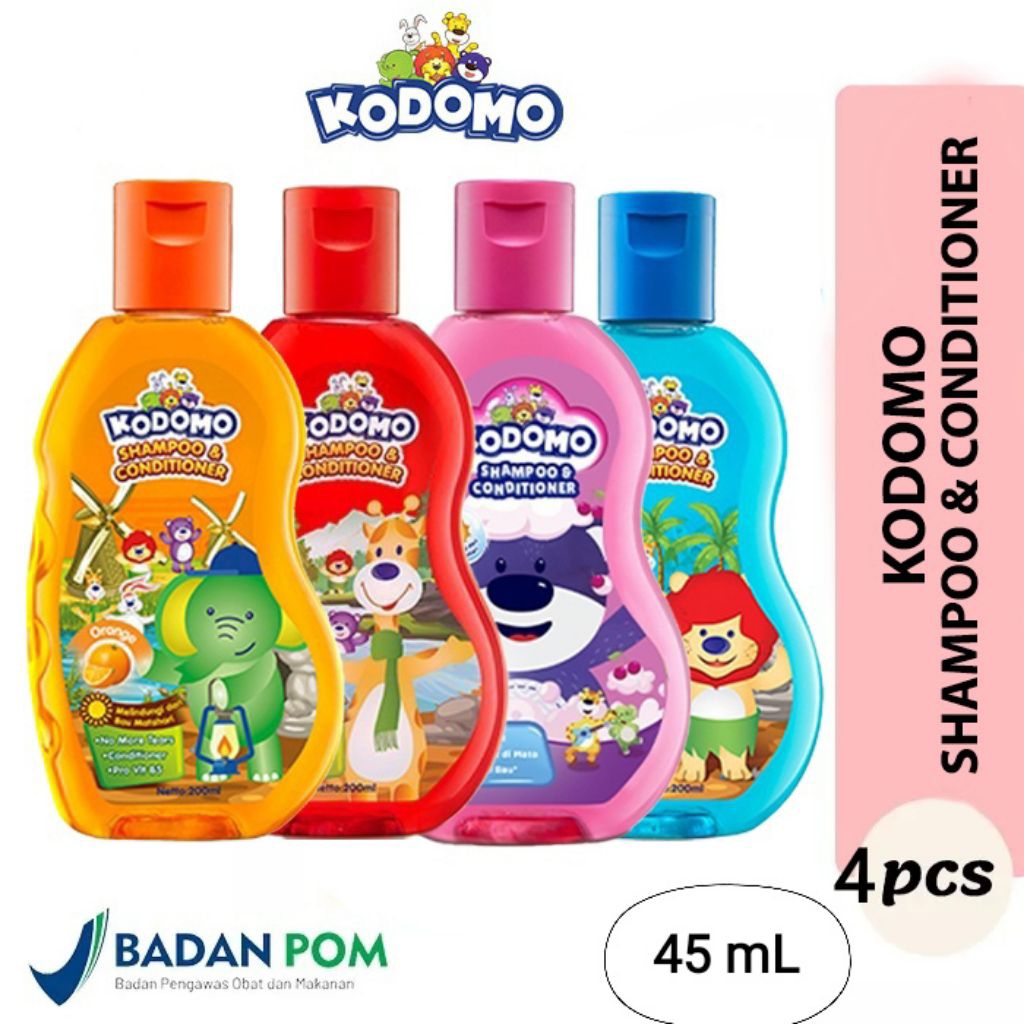 Kodomo shampo 4pcs x 45mL / Kodomo shampo botol kecil / Sampo kodomo murah