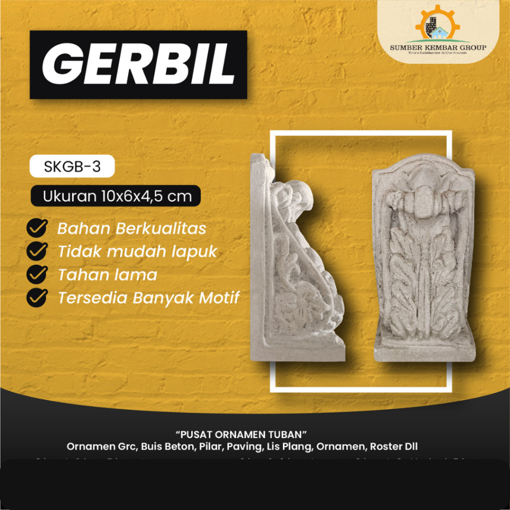 KORBEL BETON/ GERBIL BETON 10 CM | HIASAN DAK BETON | PENYANGGA KANOPI JENDELA | HIASAN LIS PLANG