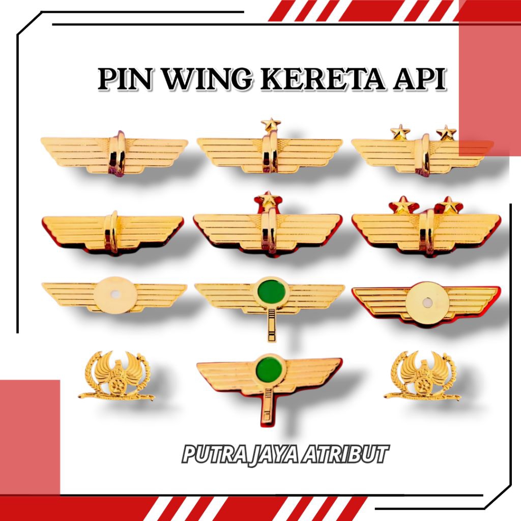Pin Wing Kereta Api KAI Logo Gold Premium - Wing PT KAI Masinis Kondektur PPKA Original Paku Kancing