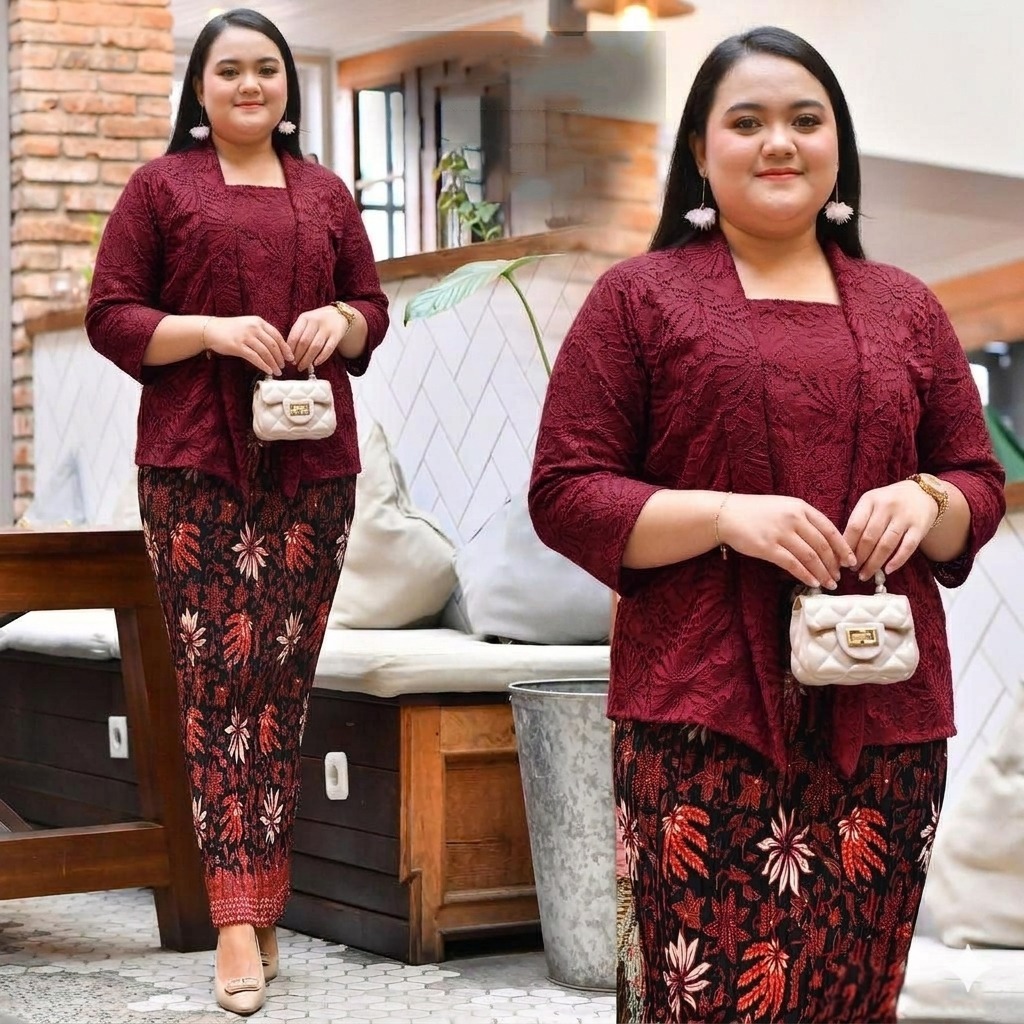 Setelan Kutubaru Jumbo 3L - 6L Kebaya Kondangan Big Size Rok Batik Jumbo Kebaya Pesta Kondangan