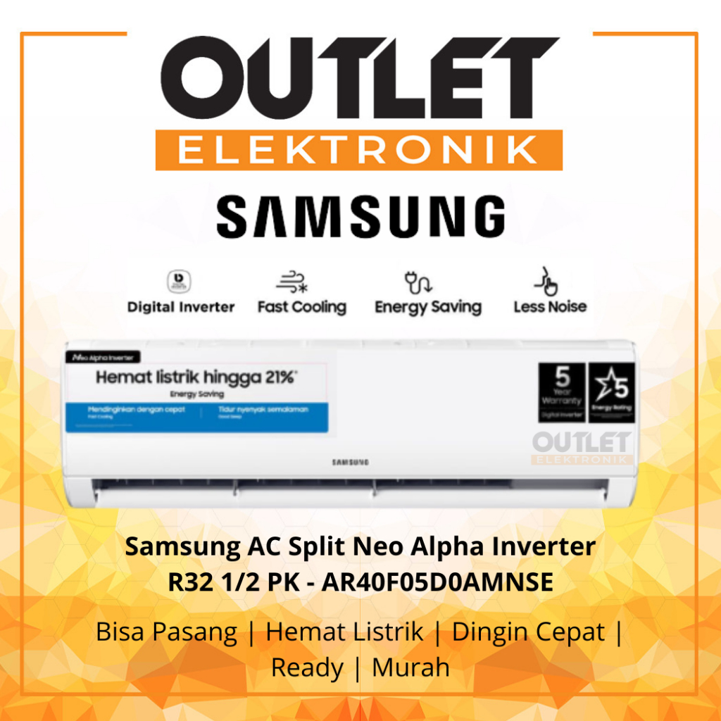Samsung AC Split 0.5 PK Neo Alpha Inverter AR40F05D0AMNSE - Fast Cooling Bisa Pasang | Hemat Listrik
