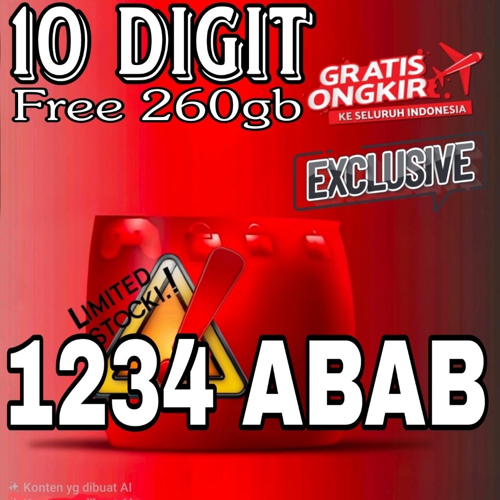 kartu perdana nomor cantik telkomsel simpati 10 angka 1234 abab