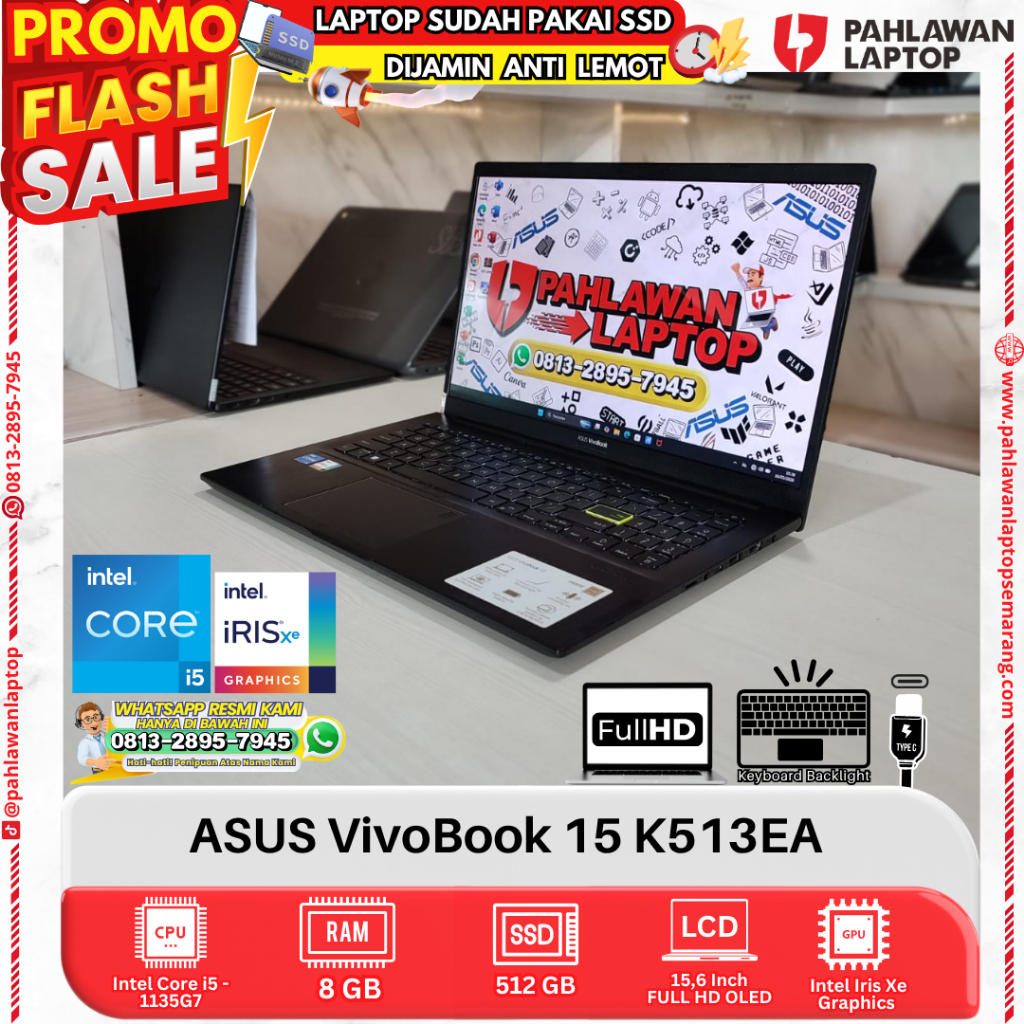 LAPTOP ASUS VivoBook 15 K513EA Core i5 GEN 11 RAM 8GB SSD 512GB