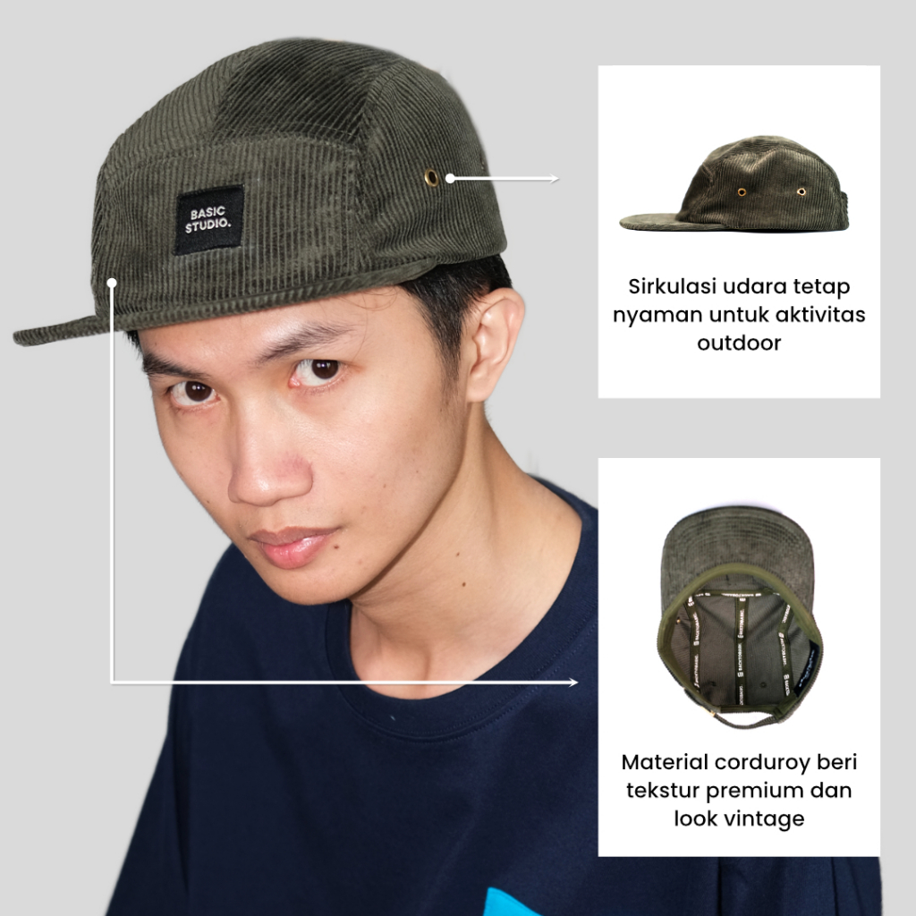 Topi Baseball Corduroy Vintage Premium | Polo Cap Topi Pria Distro | Backtobasic Studio
