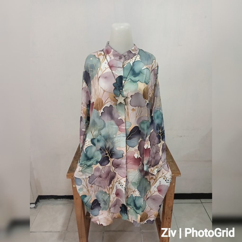 TUNIK WANITA MOTIF BUNGA KATUN RAYON T1626