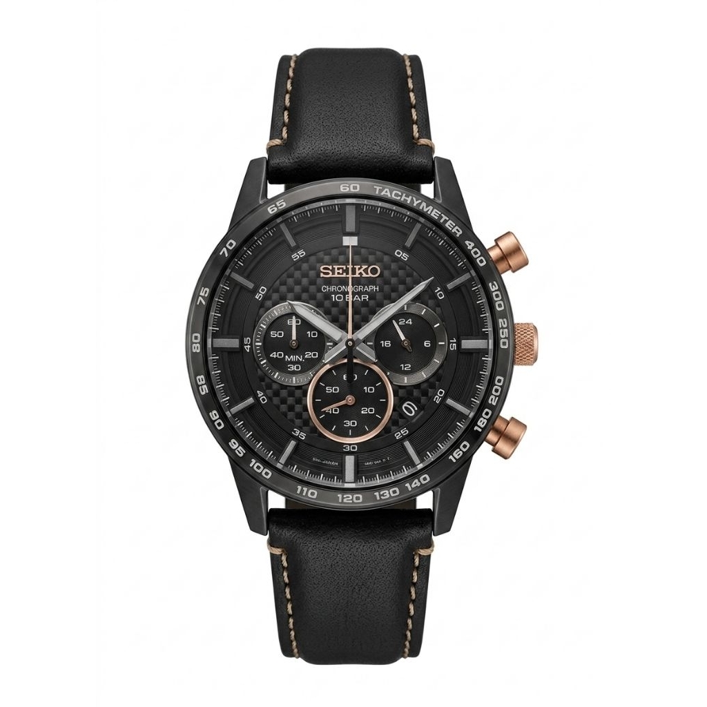 Jam Tangan Seiko SSB361P1 Kulit Hitam Pria