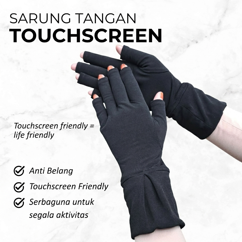 Sarung Tangan Manset Muslimah Pendek Touch screen Motoran Jersey Sahila By Kaheci Indonesia