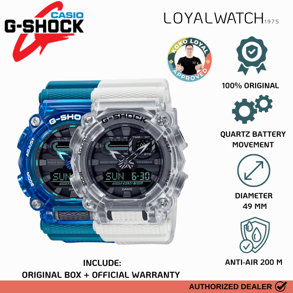 Jam Tangan G-Shock Sound Wave Pria GA-900SKL GA-900SKL-2A GA-900SKL-7A Transparan Rubber Original Ga