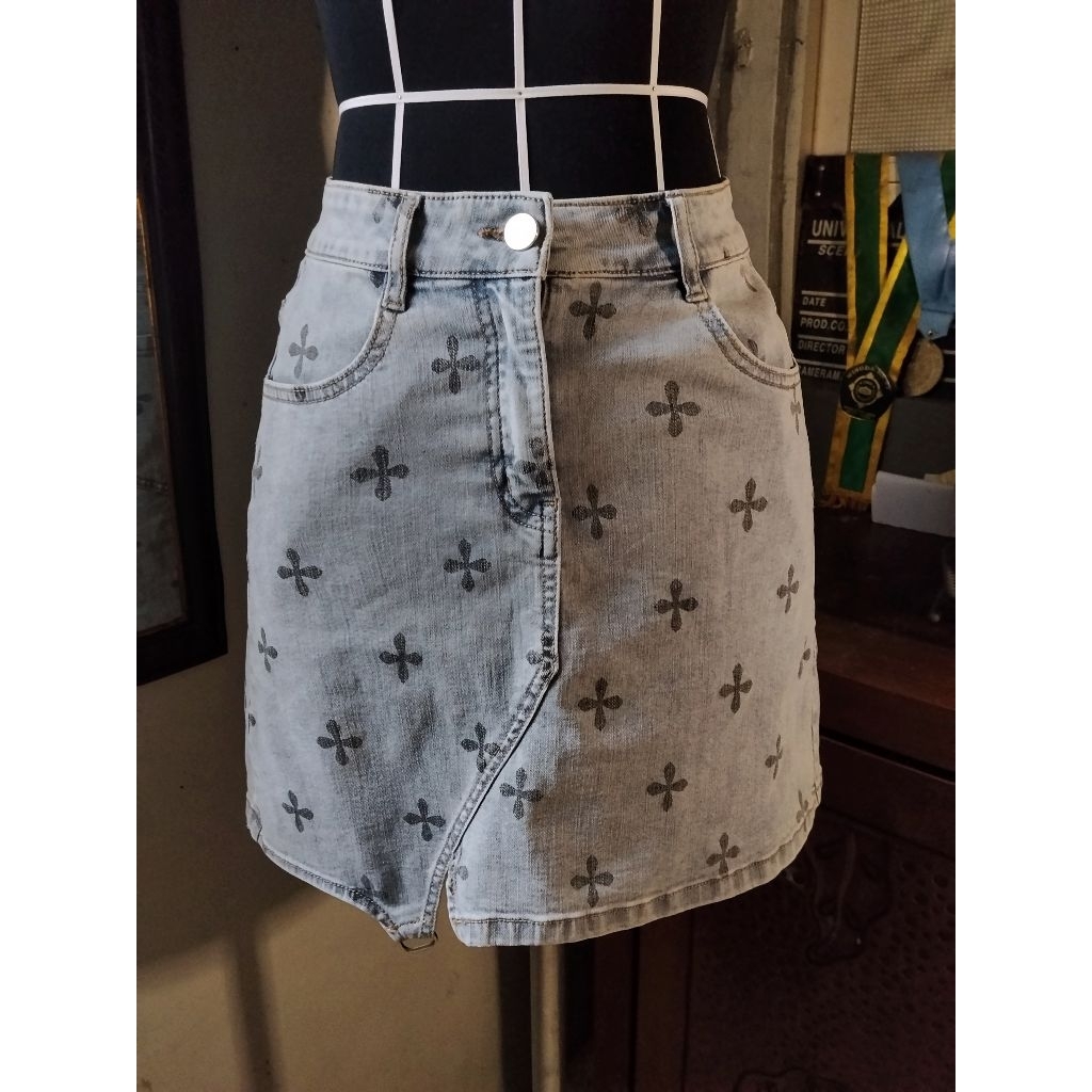 Pl Denim Mini Skirt | Y2K | Rok Jeans | Asymmetric Skirt