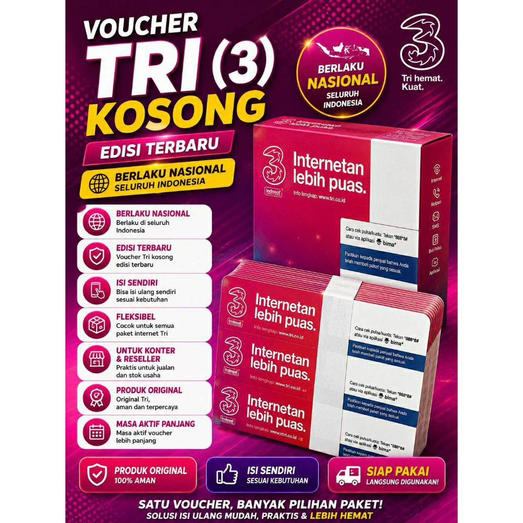 Voucher kosong TRI bahan inject kuota TRI