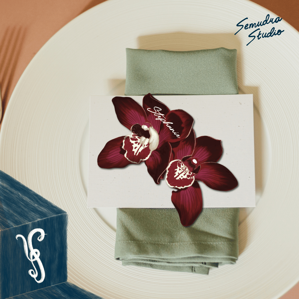 Place card/Tent card/Guest name Custom nama & font | Wedding & Event Name Card | Semudra | Double Bu