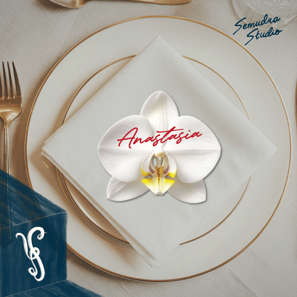 Place card/Tent card/Guest name Custom nama & font | Wedding & Event Name Card | Semudra | White Orc