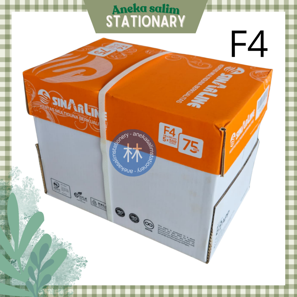 Anekasalim - [ 1 KARTON/5 RIM ] Kertas HVS F4 75 GSM Sinarline