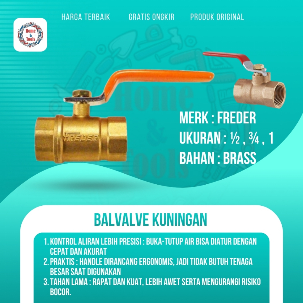 BALL VALVE KUNINGAN KRAN AIR /BALL VALVE BRASS ONDA 1/2 3/4 1 INCH KRAN STOP AIR / STOP KRAN KUNINGA