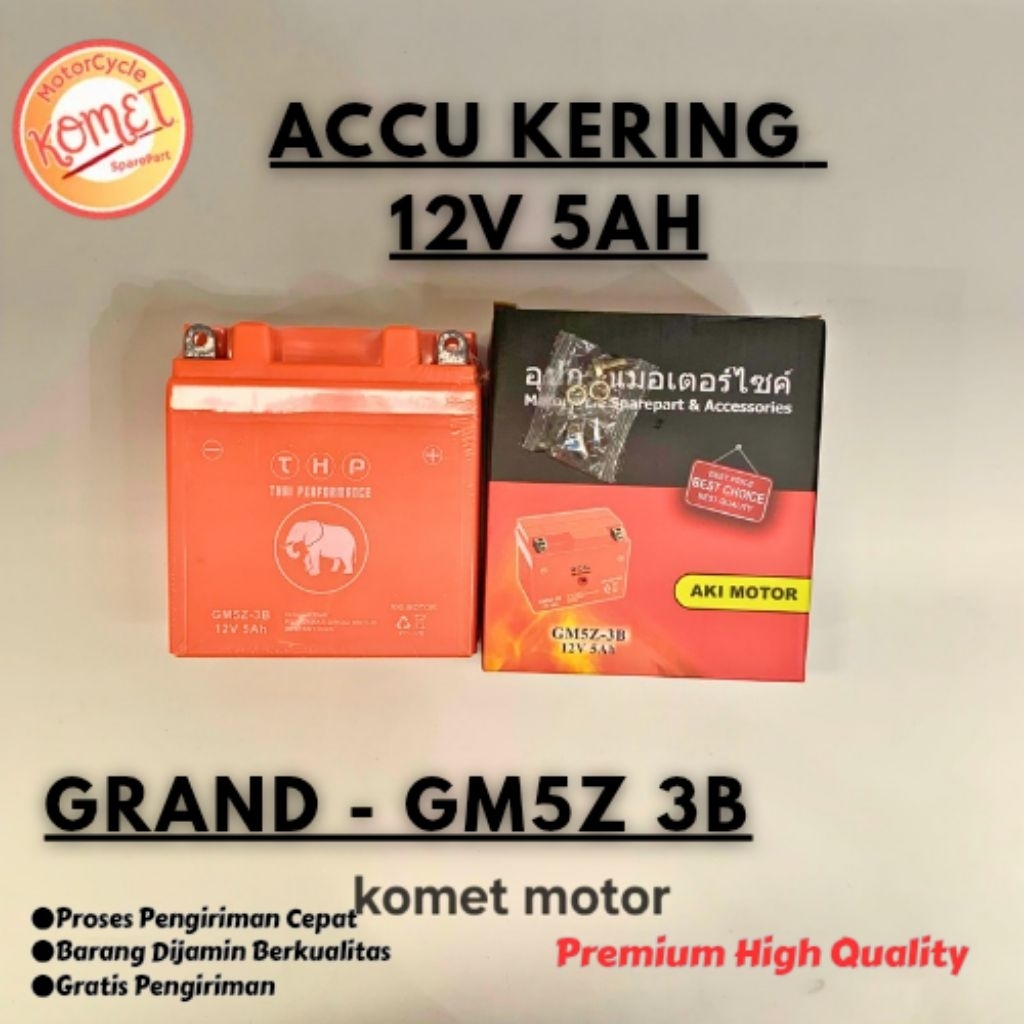 [KOMET] AKI ACCU KERING MOTOR GM5Z-3BL GRAND/SUPRA/MIO/MX LAMA/JUPITER/FIZR/SUPRA FIT/SMASH [THP]