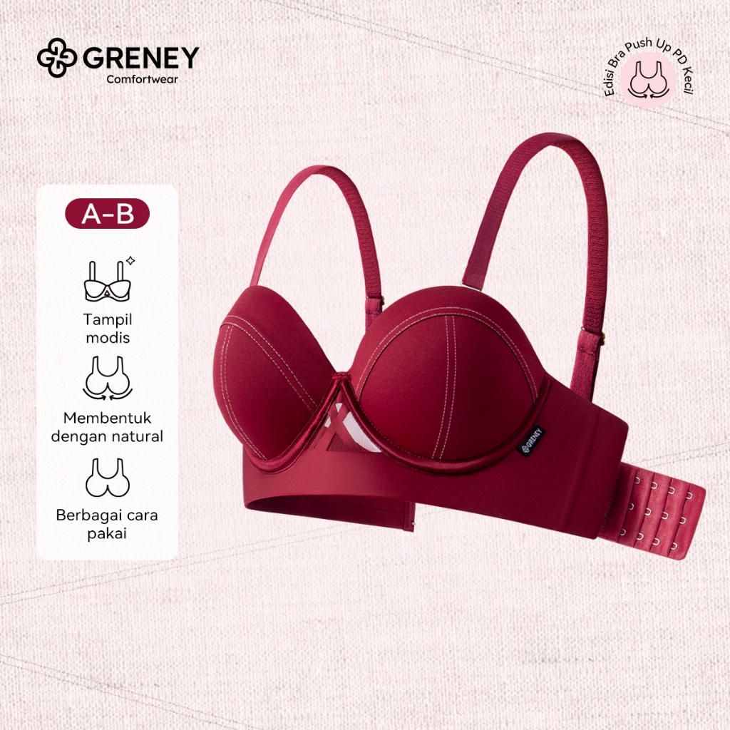 Greney- Bra Vintage Gaya Prancis Desain silang berlubang Bentuk natural  Menopang dengan baik Tali b